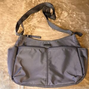 Baggallini West Village Hobo Messenger Crossbody Travel Purse Bag Gray Antitheft